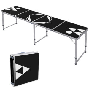 Outsunny Bierpong Tisch klappbarer Campingtisch 240 x 60 cm Klapptisch höhenverstellbar Reisetisch für Garten, Balkon, Alu, Schwarz