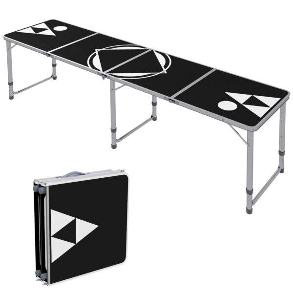 Outsunny Bierpong Tisch klappbarer Campingtisch 240 x 60 cm Klapptisch höhenverstellbar Reisetisch für Garten