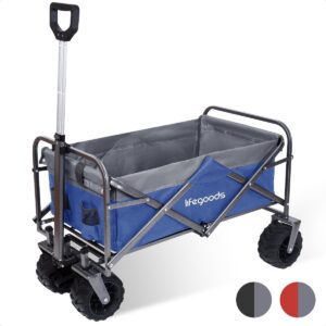 LifeGoods Wagon - faltbar - bis zu 80KG - 94L - waschbares Polyester - 98x45cm - Blau/Grau