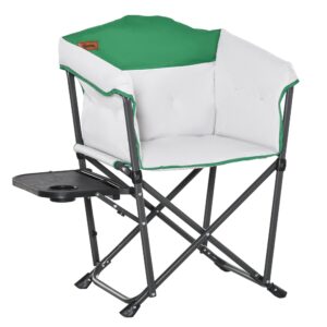 Outsunny Klappstuhl Camping, bequemer tragbarer Stuhl mit Getränkehalter, Oxford-Gewebe, weiß-grün, 83x64x90cm für Outdoor & Freizeit   Aosom.de