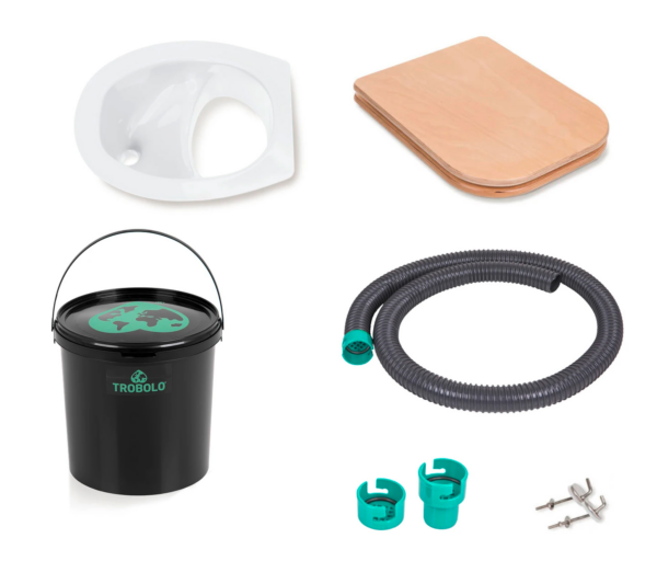 TROBOLO Do it yourself Set 5 teilig für den Eigenbau der Trenntoilette mit Toilettensitz 11 Liter weiß - Trenntoiletten