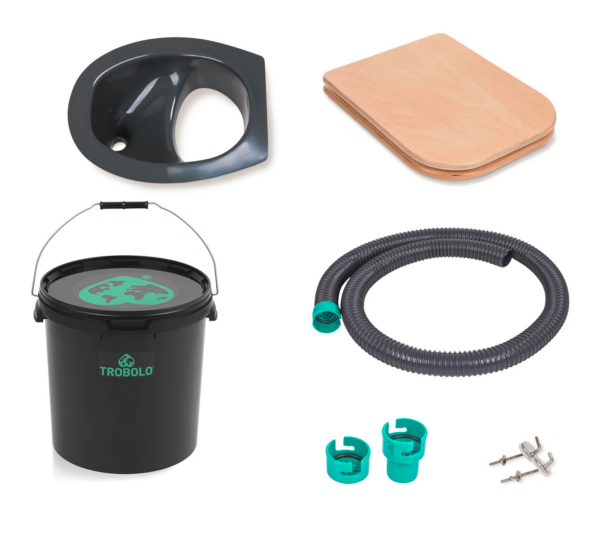 TROBOLO Do it yourself Set 5 teilig für den Eigenbau der Trenntoilette mit Toilettensitz 22 Liter grau - Trenntoiletten