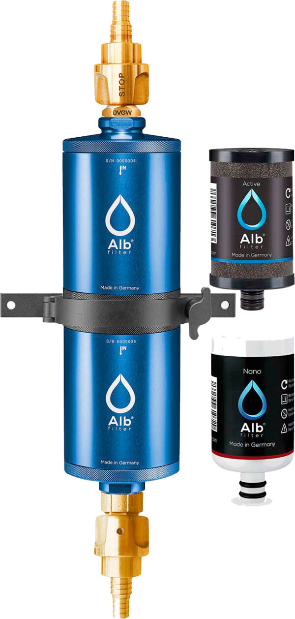 Alb Filter FUSION Active+Nano Trinkwasserfilter - Camping-Set: Travel - Mit GEKA Anschluss - Blau - Trinkwasseraufbereitung