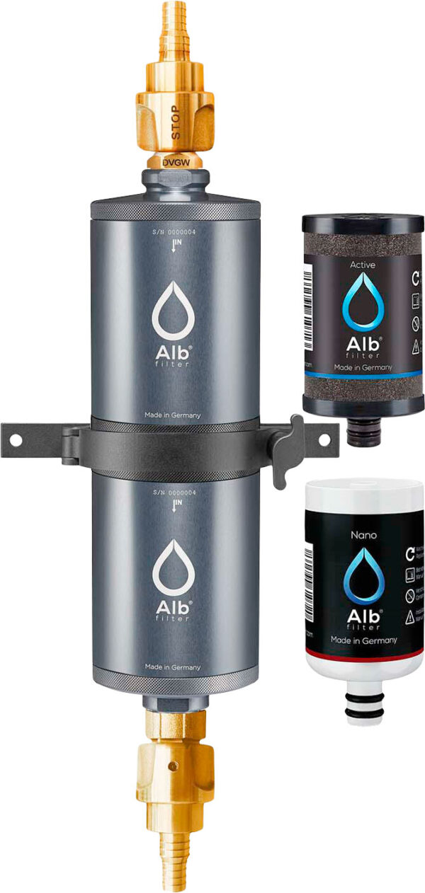 Alb Filter FUSION Active+Nano Trinkwasserfilter - Camping-Set: Travel - Mit GEKA Anschluss - Titan - Trinkwasseraufbereitung