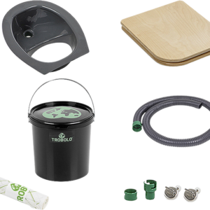 TROBOLO Do it yourself Set 5 teilig für den Eigenbau der Trenntoilette mit Urinableitung mit Toilettensitz 11 Liter grau - Trenntoiletten