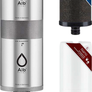 Alb Filter® FUSION Active+Nano Trinkwasserfilter Camping-Set: Mobil mit Koffer Edelstahl Natur - Trinkwasseraufbereitung