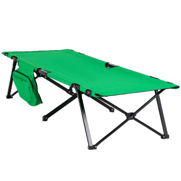 Outsunny Campingbett klappbar bis 136 kg belastbar Feldbett mit Seitentasche Oxford Grün Schwarz 200 x 73 x 49 cm für Outdoor & Reisen   Aosom.de