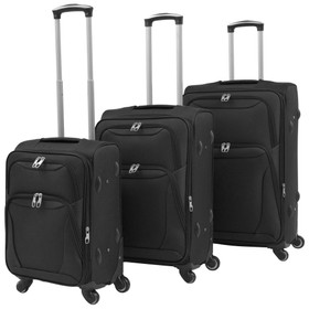 3teiliges Soft Case Trolley Set Schwarz